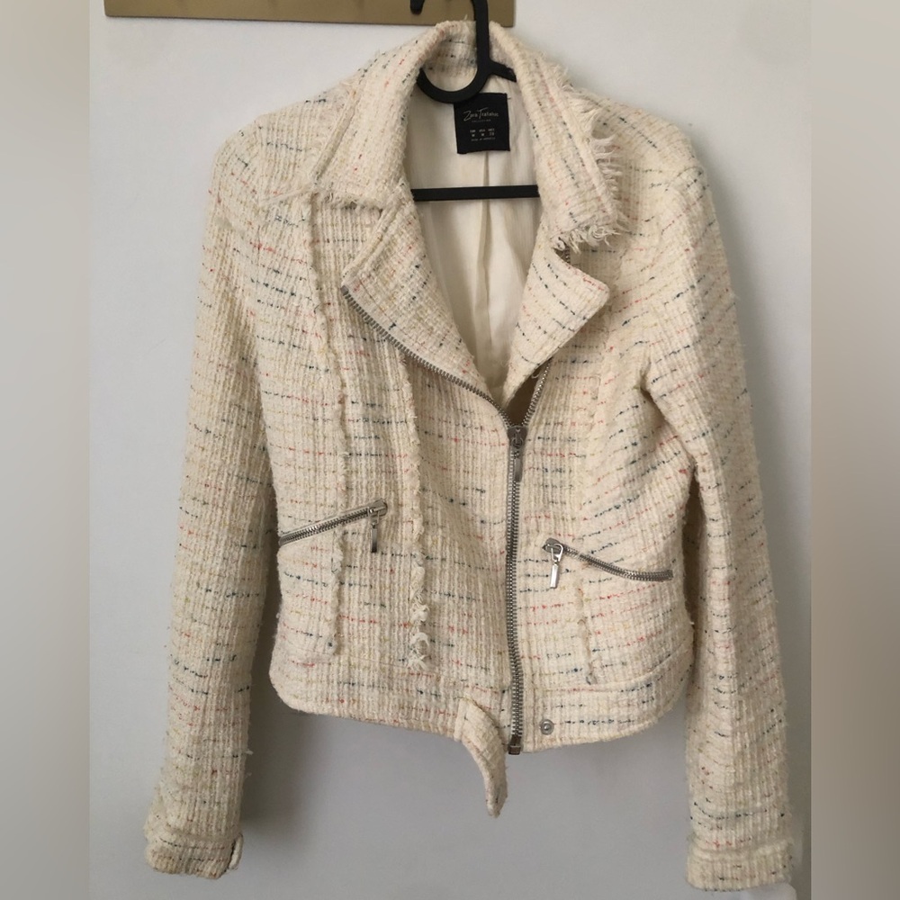 Zara Cream Tweed Blazer - Perfecto cut - Picture 3 of 8